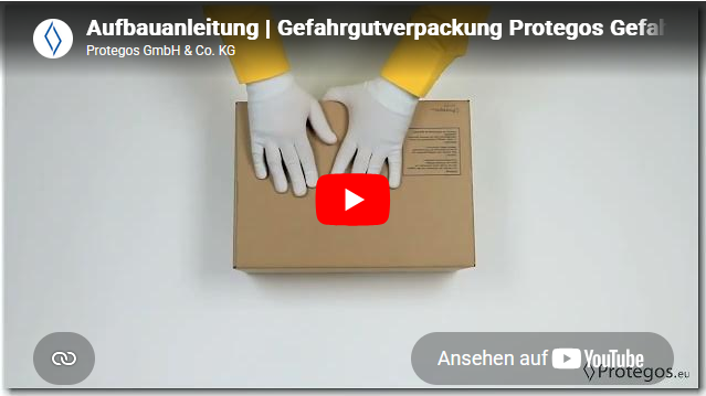 YouTube Screenshot für das Informationsvideo zur Aufbauanleitung des Protegos Gefahrgutkarton